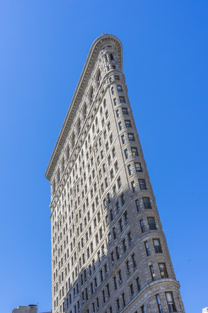 The famous Flatiron building and street view on a spring day in New York City,USAのeditorial素材