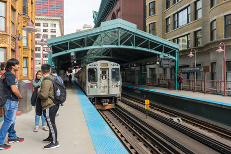 The view of Harold Washington Library-State/Van Buren train station in Chicago,USA