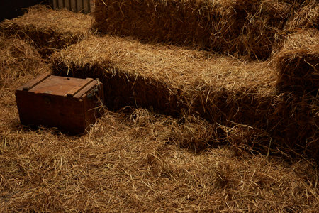 hay stacks in barn house with zinc wall