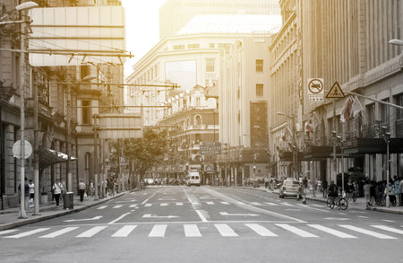 People walking on the Nanjing Road Pedestrian Street in Shanghai, China.