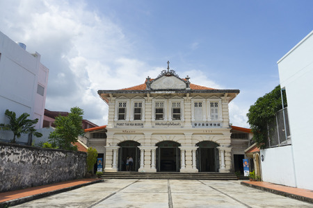 The Thai Hua Museum on on a beautiful colonial Sino-Portuguese style, architecture in Phuket, Thailand.のeditorial素材