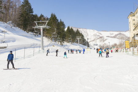 The ski slope of Niseko Mt. Resort Grand Hirafu at Niseko, Hokkaido,Japanのeditorial素材