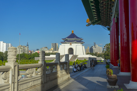 View of Taiwan National concert hall buildings and Chiang Kai Shek memorial hall squareのeditorial素材