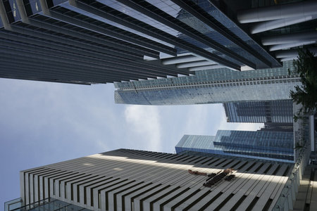View of modern skyscrapers in the new CBD district of Singapore