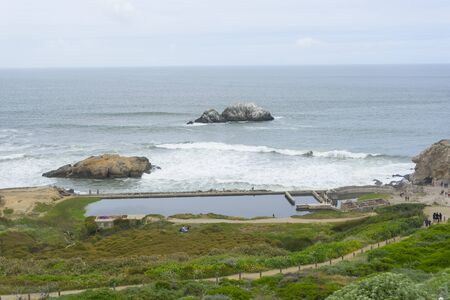 Remains of Sutro Baths along the sea front.の写真素材