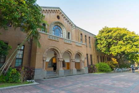 Street view of National Taiwan University at twilight time in Taipei, Taiwan
