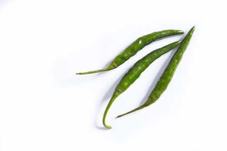 Green chilli isolated on white background. Green chili peppers