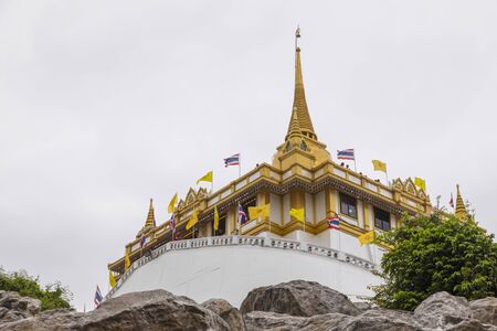 View of Golden Mountain at Wat Saket temple in Bangkok, Thailandの写真素材