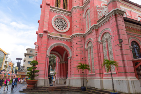 Tan Dinh Church or the Pink Catholic Church in Ho Chi Minh City, Vietnamの写真素材