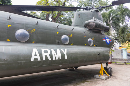 American helicopter Chinook at Vietnamese - American War Remnants Museum in Ho Chi Minh City,...