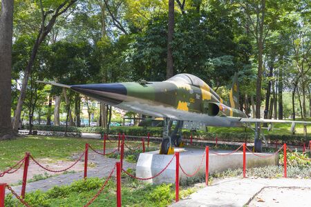 Northrop F-5E Tiger fighter jet of the South Vietnamese Army displayed outside of the Reunification Palace in Ho Chi Minh City, Vietnamのeditorial素材