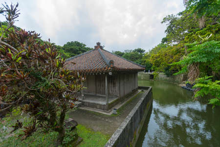 Benzaitendo temple and the pond at Shuri Castle, Naha city, Okinawa, Japan.のeditorial素材