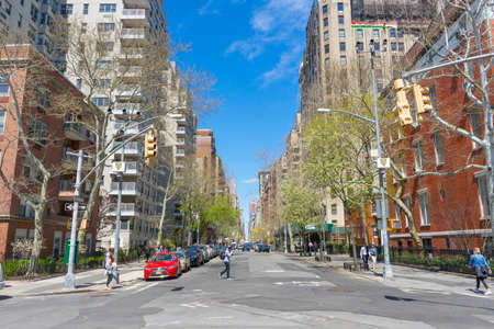 Street view of Washington Square N street near Washington Square Park in New York City,USAのeditorial素材