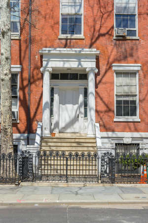 Street view of Washington Square N street near Washington Square Park in New York City,USAのeditorial素材