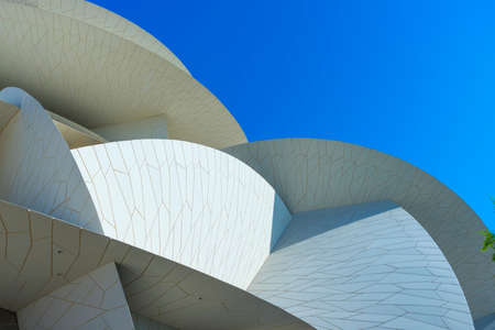 A beautiful view of the National Museum of Qatar in Doha, Qatarのeditorial素材