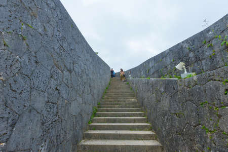 Stucco Roof and rampart of Shurijo castle, Okinawaのeditorial素材
