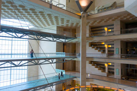 Inside view of the iconic Museum of Islamic Art in Doha, Qatarのeditorial素材
