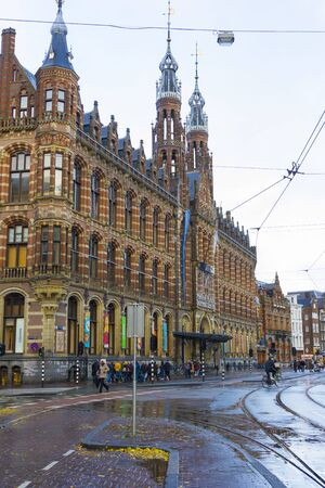 Beautiful architecture of Magna Plaza shopping center, the former main post office in Amsterdam, Netherlandsの写真素材