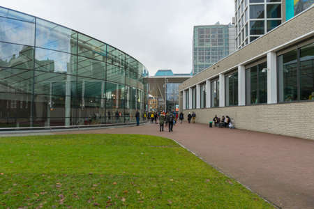 Van Gogh Museum and green park in Amsterdam, Netherlandsのeditorial素材