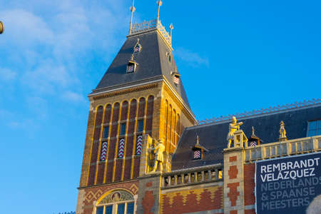 Rijksmuseum in beautiful morning sunrise in Amsterdam, Netherlandsのeditorial素材