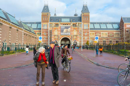 Rijksmuseum in beautiful morning sunrise in Amsterdam, Netherlandsのeditorial素材