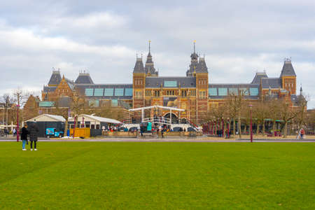 Rijksmuseum in beautiful morning sunrise in Amsterdam, Netherlandsのeditorial素材