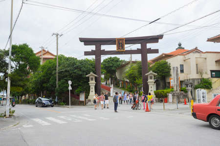 Street view in front of Naminoue Shrine in Naha, Okinawa, Japanのeditorial素材