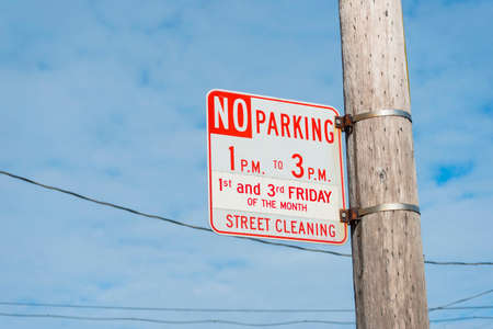 No parking sign on a light poleの写真素材