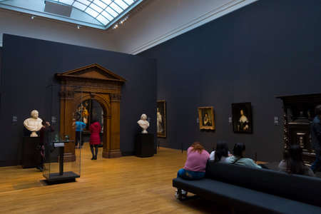Visitors walking in the gallery of Rijksmuseum in Amsterdam, Netherlandsのeditorial素材