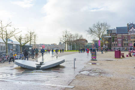 View of people hanging out at Museum Quarter (square) in Amsterdam.のeditorial素材