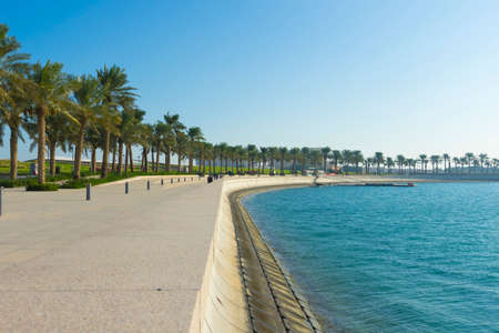 View of beautiful MIA Park with blue sky in Doha, Qatarのeditorial素材