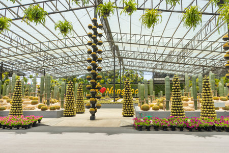 beautiful garden decoration in Nong Nooch Tropical Botanical Garden in Chonburi,Thailandのeditorial素材