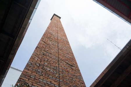 Main building of Red rise mill in Songkhla old town, known as Hub Ho Hin rice mill in Songkhla, Thailand.の写真素材