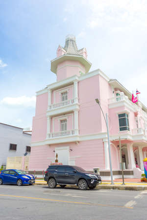 The beautiful old building at Nang ngam road during day time in Songkhla, Thailandのeditorial素材