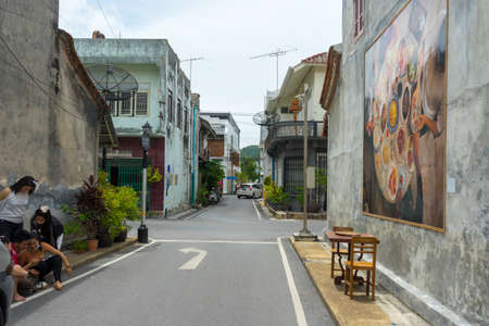 The beautiful old building at Nang ngam road during day time in Songkhla, Thailandのeditorial素材