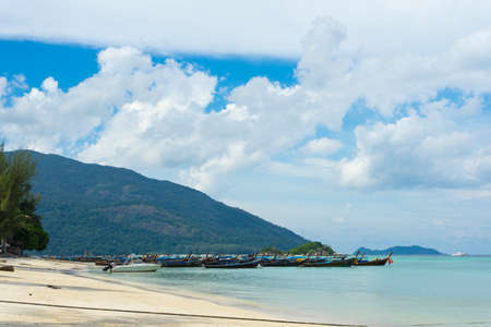 Longtail boats harbor at Ko Lipe island in Satun, Thailandのeditorial素材
