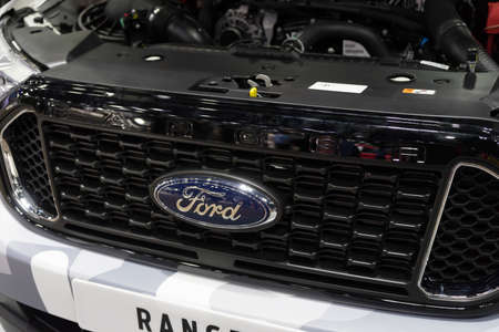 Bangkok, Thailand - March 28,2021 : Ford Ranger dashboard, speedometer, tachometer and steering wheel in Bangkok, Thailand on March 28,2021.のeditorial素材