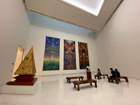 Bangkok,Thailand - Dec 18,2021 : Interior view of the gallery of Museum of Contemporary Art in Bangkok,Thailand on Dec 18,2021.のeditorial素材