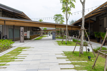 Phuket, Thailand - July 9,2022 : Beautiful view of Porto De Phuket, new community complex in Laguna area. Phuket is a popular tourist location for honeymoon and vacation.のeditorial素材