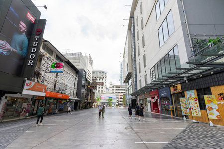 Bangkok,Thailand - July 7,2022 : People walking on the street in Siam Square in Bangkok, Thailand. Siam Square is a shopping and entertainment area in the Siam area of Bangkok.のeditorial素材
