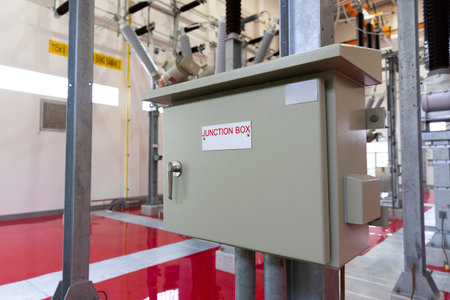 Electric control box or junction box of factory background.の写真素材