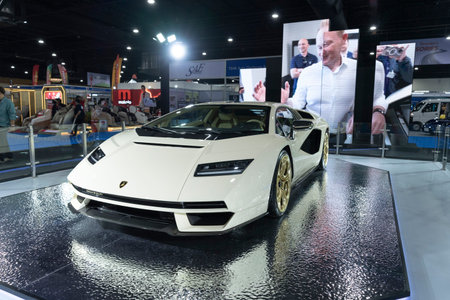 Bangkok, Thailand - April 6,2024 : Lamborghini Countach car on display at The 45 Bangkok...