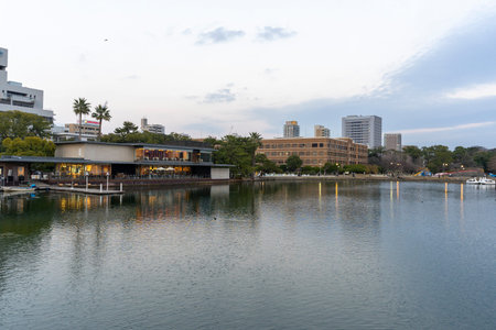 the pond of Ohori Park, Fukuoka, Japan.
