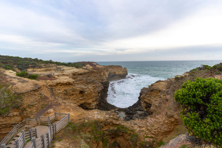 The Grotto is a sinkhole geological formation and tourist attraction at the Great Ocean Road outside Port Campbell, Victoria, Australia.の写真素材