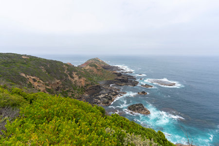 Cape Schanck is the southernmost tip of the Mornington Peninsula, Melbourne, Victoria, Australia.の写真素材