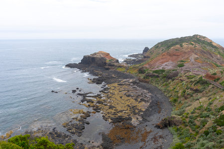 Cape Schanck is the southernmost tip of the Mornington Peninsula, Melbourne, Victoria, Australia.の写真素材