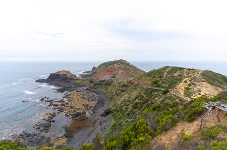 Cape Schanck is the southernmost tip of the Mornington Peninsula, Melbourne, Victoria, Australia.の写真素材