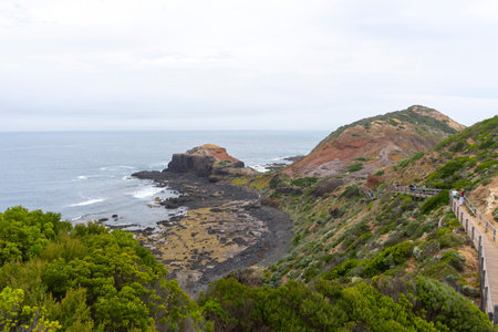 Cape Schanck is the southernmost tip of the Mornington Peninsula, Melbourne, Victoria, Australia.の写真素材