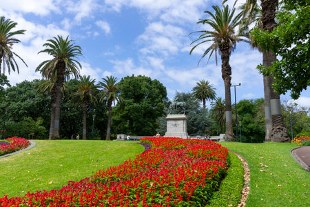 Marquis of Linlithgow Memorial with clear blue sky in Melbourne, Australiaの写真素材