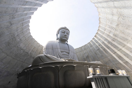 The great Buddha at Hill of Buddha in Hokkaido. Hill Of Buddha is one Of Most Popular Traveling Destination In Sapporo. locate in Makomanai Takino Cemetery .の写真素材